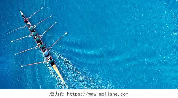 蓝色湖水端午节龙舟赛龙舟展板背景